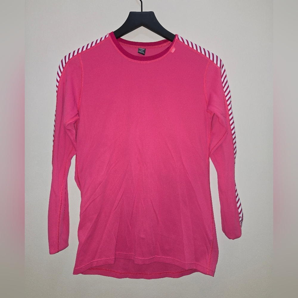 Helly Hansen LIFA Active Pink White Stripe Crew Top Medium Women